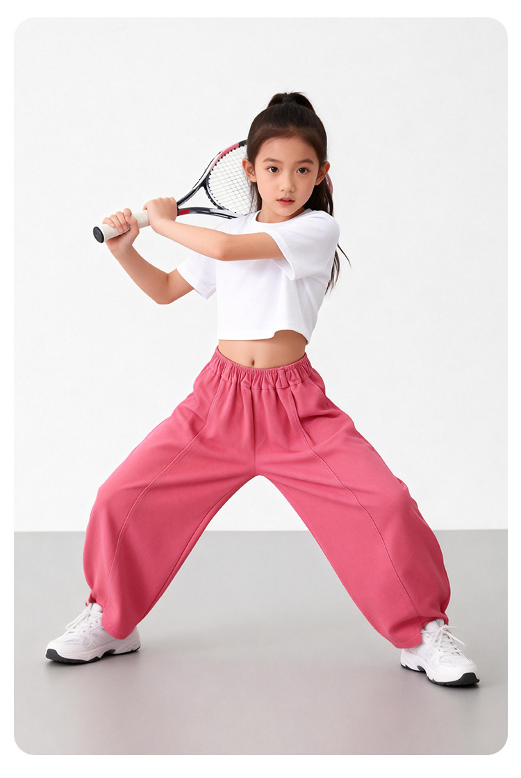 Solid Colour Loose Fit Trousers For Older Kids And Tweens_voghion.com