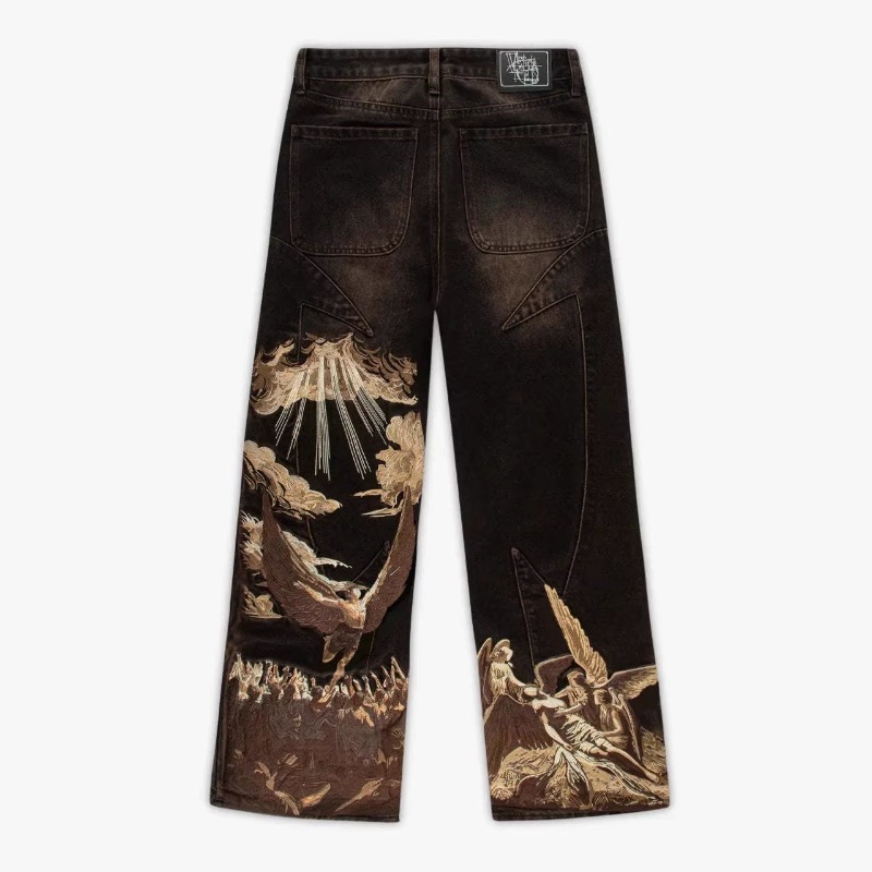 Spot Popular Hot Sale Heavy Embroidery Y2K American Retro Wide-leg Trousers Hip-hop Street Loose Men's And Women's Jeans_viptrois.com