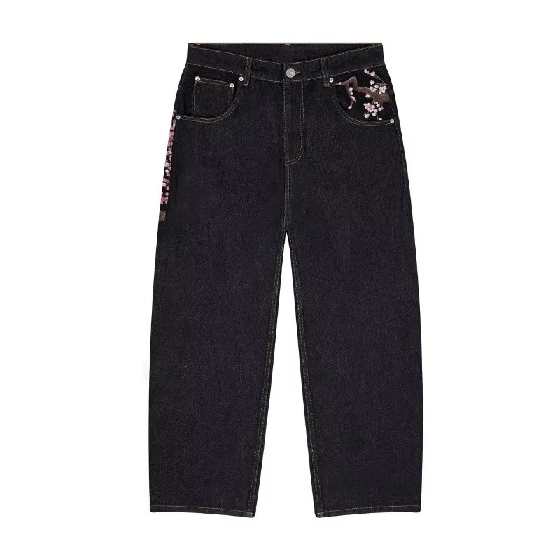 Spot Popular Hot Sale Heavy Embroidery Y2K American Retro Wide-leg Trousers Hip-hop Street Loose Men's And Women's Jeans_viptrois.com