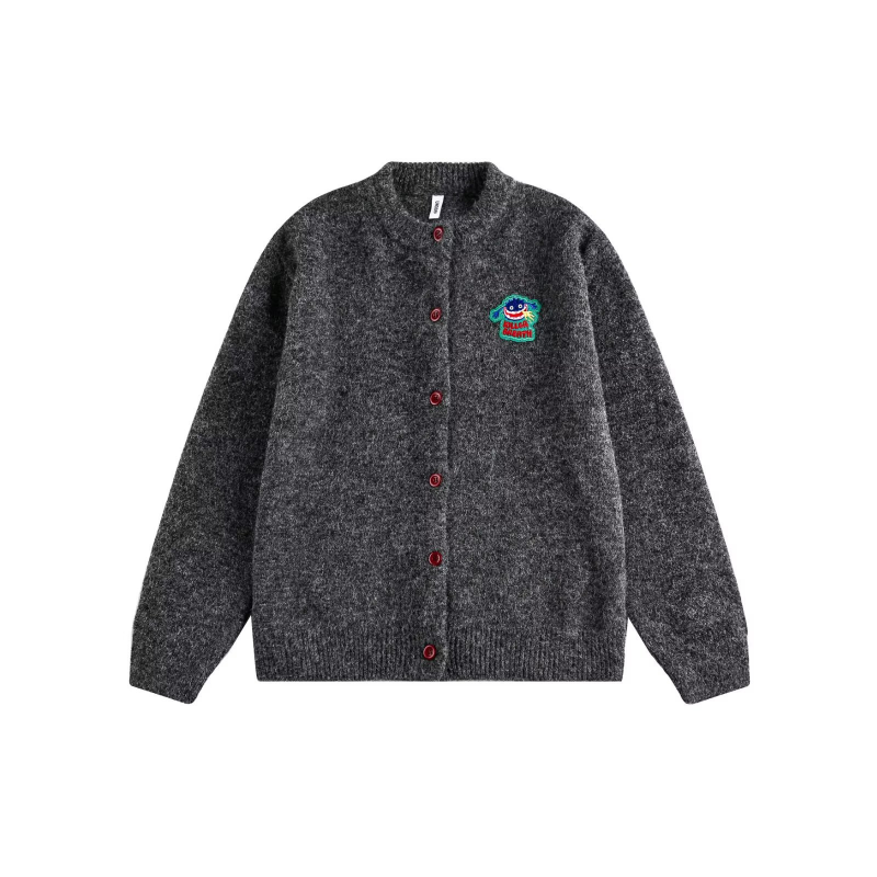 2026 Early Autumn Knitted Small Cardigan Round Neck Versatile Korean Version Of Students Embroidered Sweater Jacket Top With Men And Women_viptrois.com