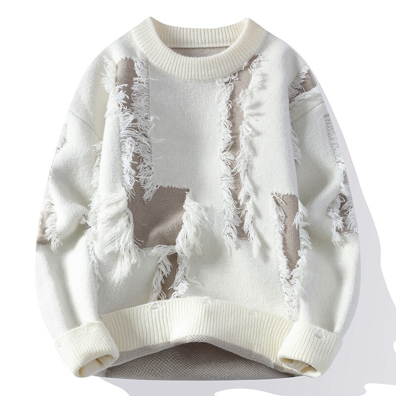 Nouveauté automne-hiver : Pull homme tendance, col rond, manches longues, couleur Xiang. Collection automne-hiver._voghion.com