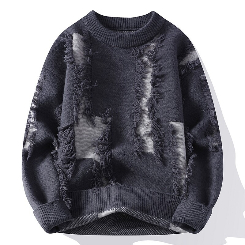 Nouveauté automne-hiver : Pull homme tendance, col rond, manches longues, couleur Xiang. Collection automne-hiver._voghion.com