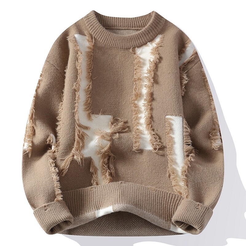 Nouveauté automne-hiver : Pull homme tendance, col rond, manches longues, couleur Xiang. Collection automne-hiver._voghion.com