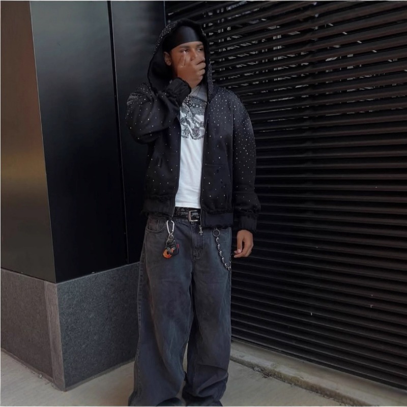 European And American Men's Clothing Autumn And Winter Trend Gypsy Hot Diamond Hooded Zipper Sweater Men's Street Hip Hop Loose Coat_voghion.com