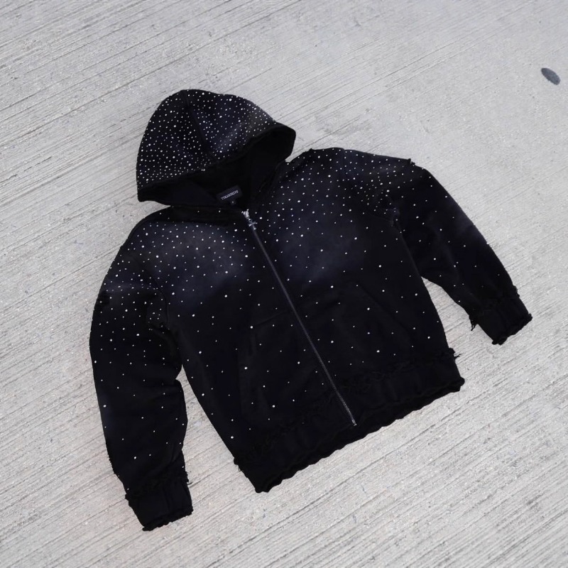 European And American Men's Clothing Autumn And Winter Trend Gypsy Hot Diamond Hooded Zipper Sweater Men's Street Hip Hop Loose Coat_voghion.com