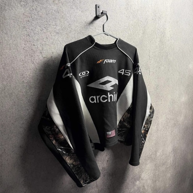 Popular Hot-selling American Retro Functional Wind Street Racing Suit Hip-hop Men's Sweater Casual Loose High Street Locomotive Top_viptrois.com