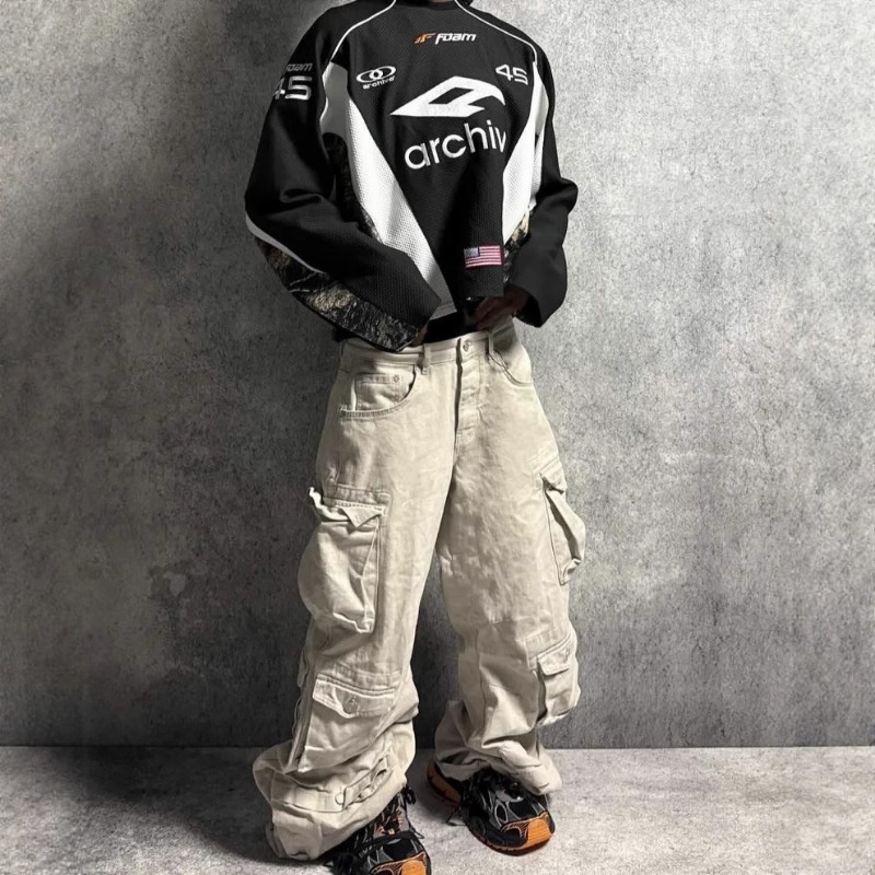 Popular Hot-selling American Retro Functional Wind Street Racing Suit Hip-hop Men's Sweater Casual Loose High Street Locomotive Top_viptrois.com