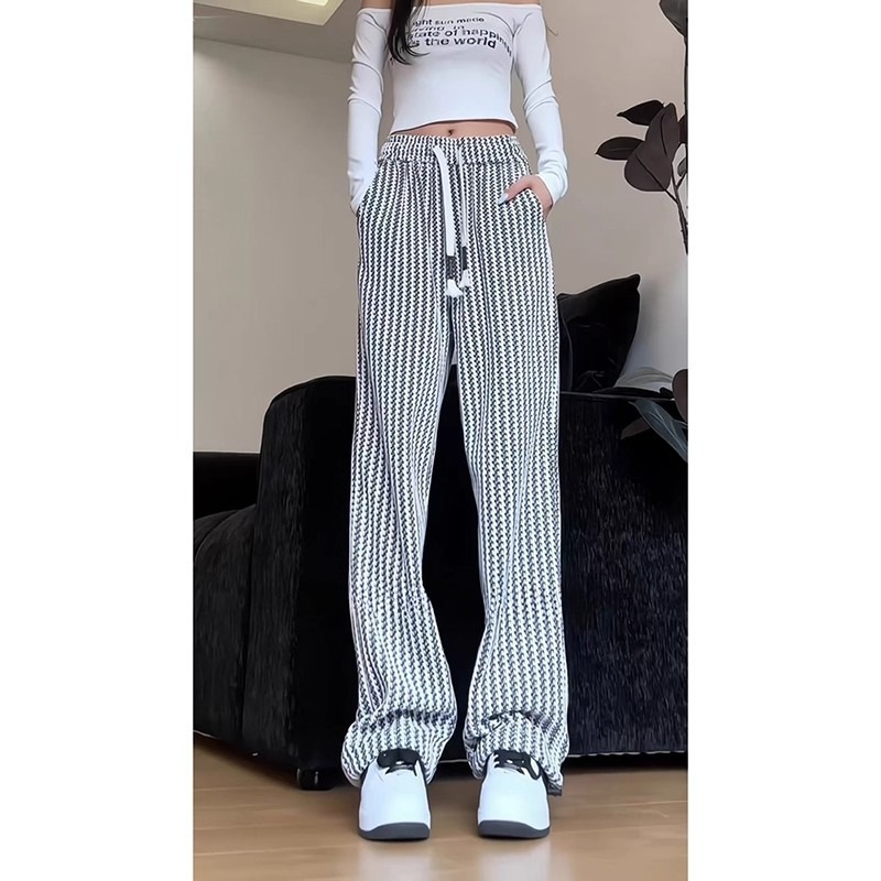 Pantalon rayé Chenier pour homme, tendance et polyvalent, idéal pour l'automne, avec cordon de serrage et taille élastique. Coupe ample, style américain._voghion.com