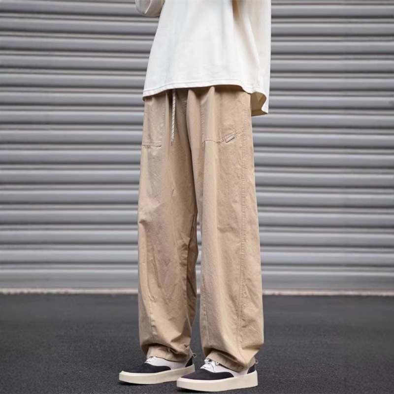 Pantaloni casual uomo stile giapponese gamba larga taglio dritto_voghion.com