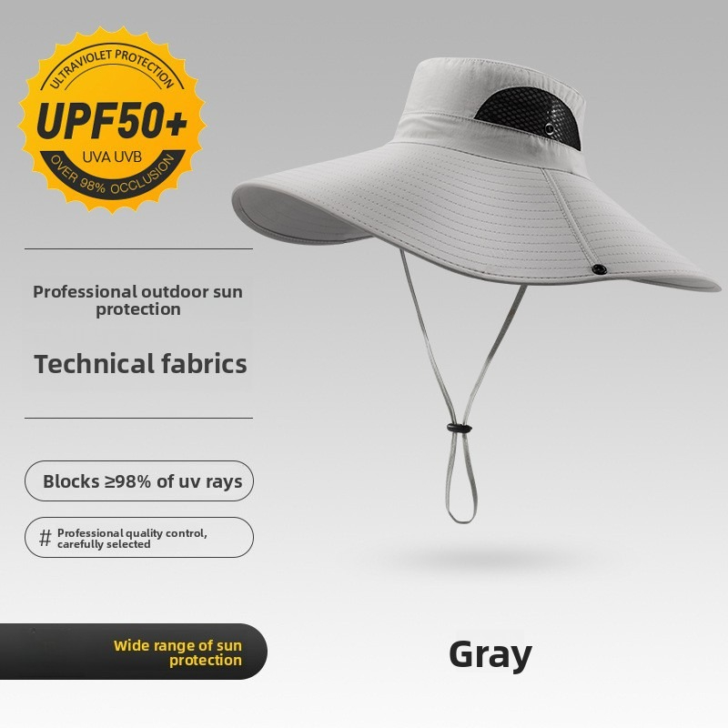 Mountaineering Hat Summer Outdoor Sports Quick-drying Bucket Hat Men's Senior Sense Oversized Brim Sun Protection Sunshade Denim Mountaineering Hat_voghion.com