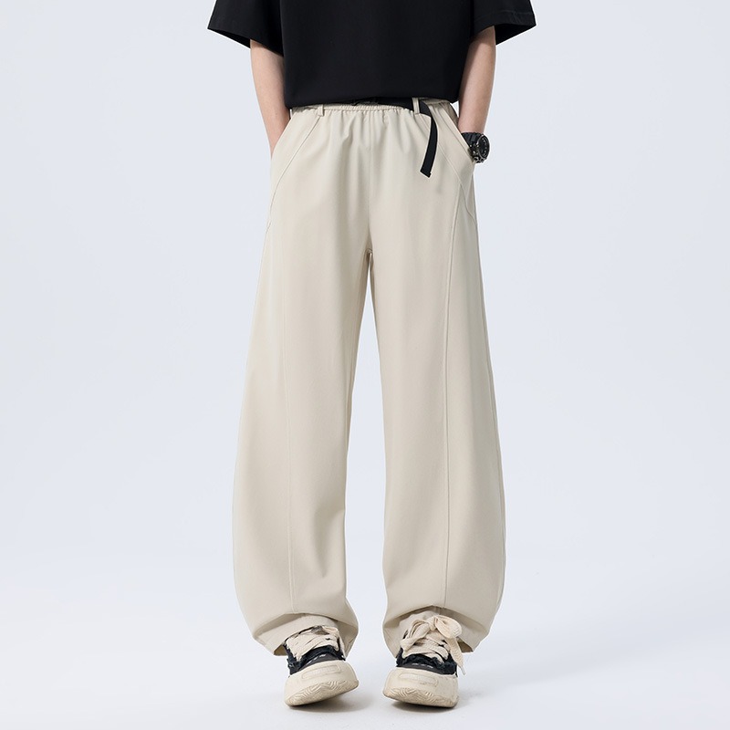 American Retro Hip-hop Ice Silk Quick-drying Scimitar Pants Men's And Women's High-waisted Versatile Street Sports Solid Color Casual Straight-leg Pan_viptrois.com