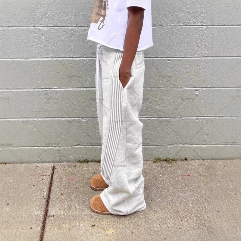 2026 Popular European, American Retro Side Striped Personalized Street Hip-hop Sweatpants Printed Casual Pants For Men And Women_viptrois.com
