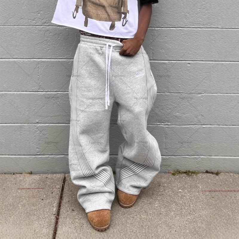 2026 Popular European, American Retro Side Striped Personalized Street Hip-hop Sweatpants Printed Casual Pants For Men And Women_viptrois.com