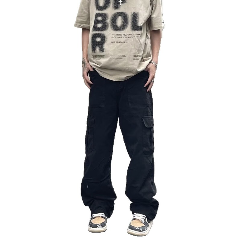 Herren Cargohose Locker Geschnitten Gerade Freizeithose_voghion.com
