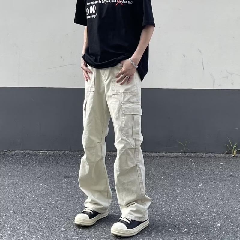 Herren Cargohose Locker Geschnitten Gerade Freizeithose_voghion.com