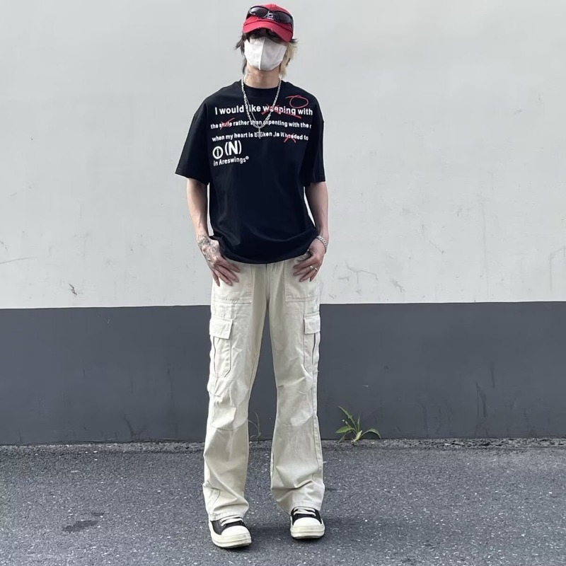 Herren Cargohose Locker Geschnitten Gerade Freizeithose_voghion.com