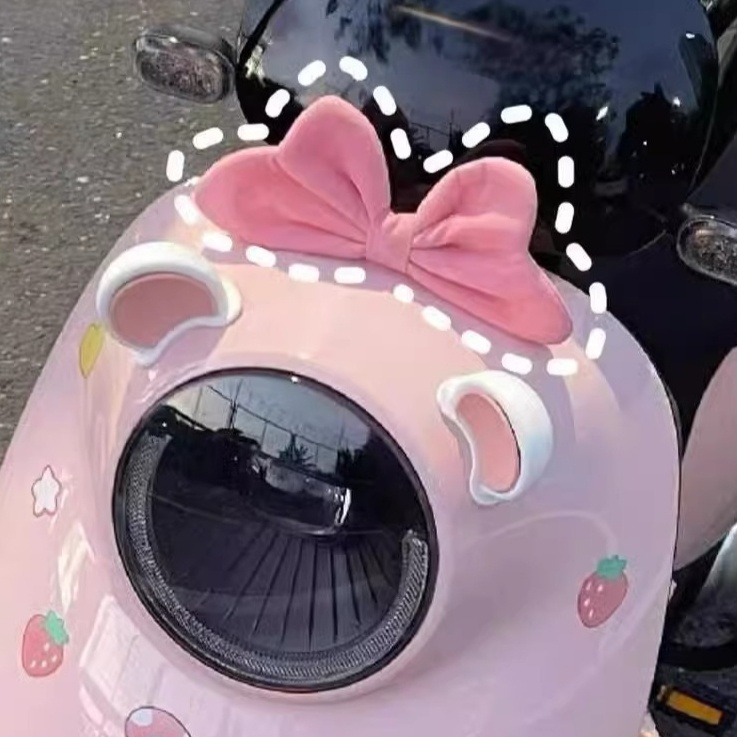 Princess Bow Bicycle Helmet Electric Vehicle Decorative Ornament Locomotive Battery Car Front Girl Heart Bow Transformation Decorative Sticker_voghion.com