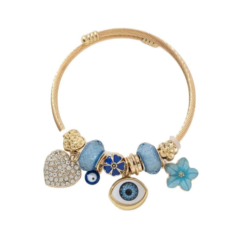 Pärlarmband med blått öga och hjärta med strass_voghion.com