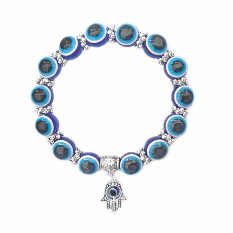 Evil Eye Beaded Bracelet With Hamsa Hand Charm | Protection Jewelry_voghion.com