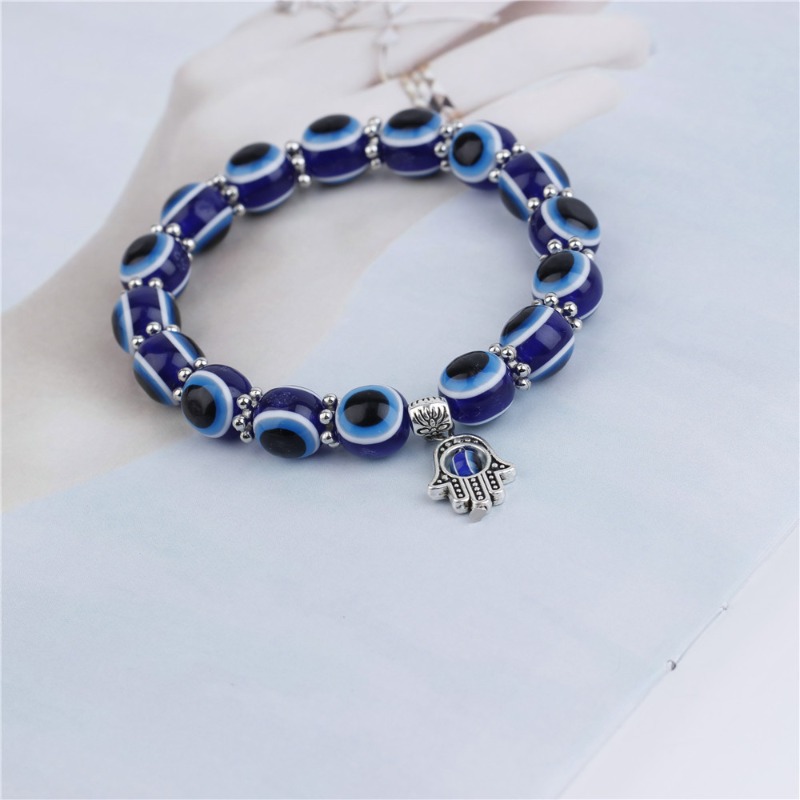 Evil Eye Beaded Bracelet With Hamsa Hand Charm | Protection Jewelry_voghion.com