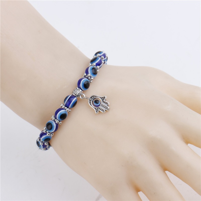 Evil Eye Beaded Bracelet With Hamsa Hand Charm | Protection Jewelry_voghion.com