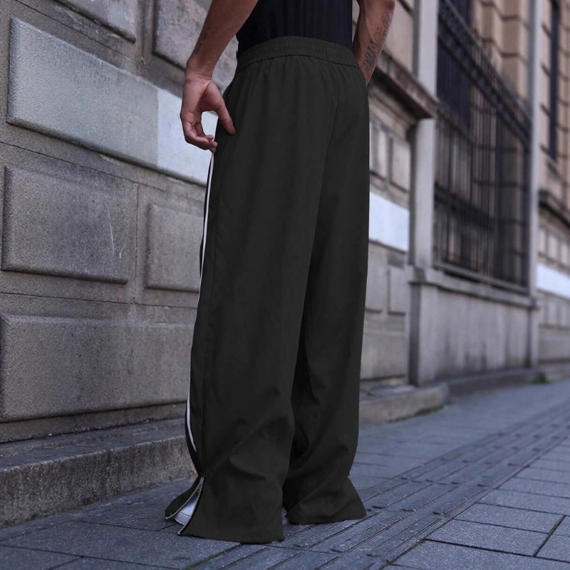 Pantalon polyvalent à imprimé linéaire simple, tendance et facile à porter en toutes saisons_voghion.com