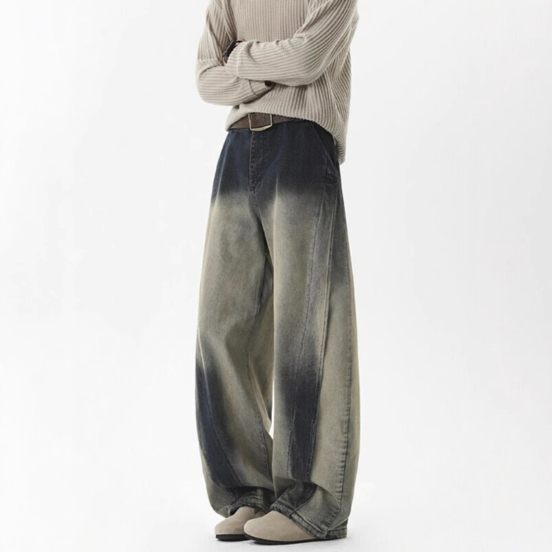Trendige Marken-Straight-Jeans für Herren, robuste Hose, neue Frühjahr- und Herbstkollektion 2026, hochwertige Jeans im Used-Look, lässige Vintage-Optik_voghion.com