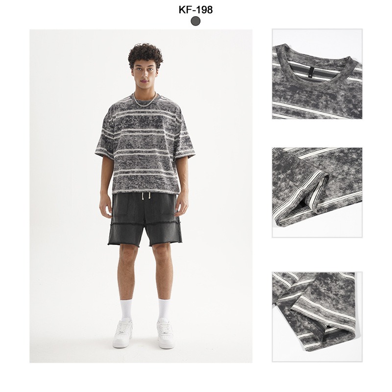 T-shirt homme rayé style rétro coupe ample coton qualité premium_voghion.com