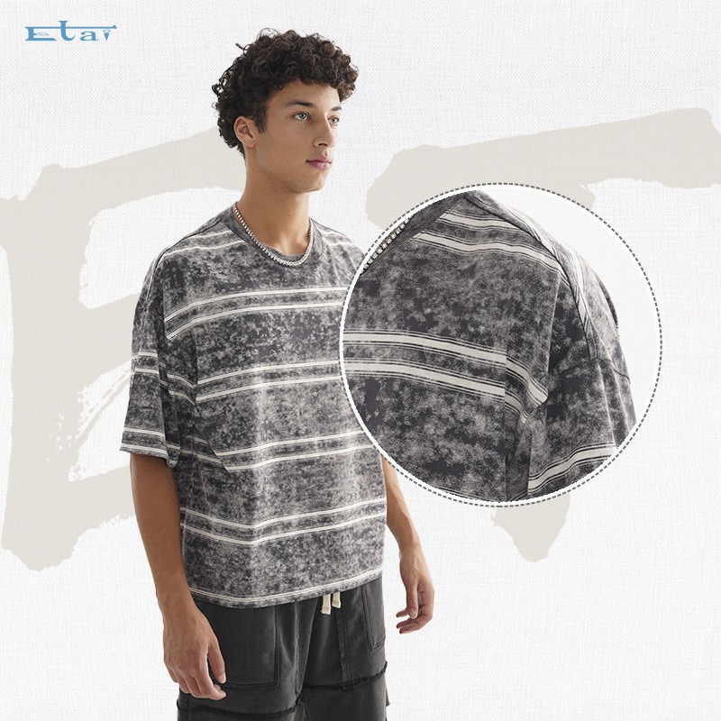 T-shirt homme rayé style rétro coupe ample coton qualité premium_voghion.com