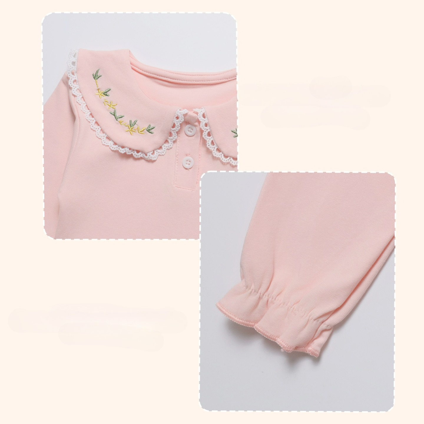 T-shirt bébé à manches longues en coton avec revers brodée_voghion.com