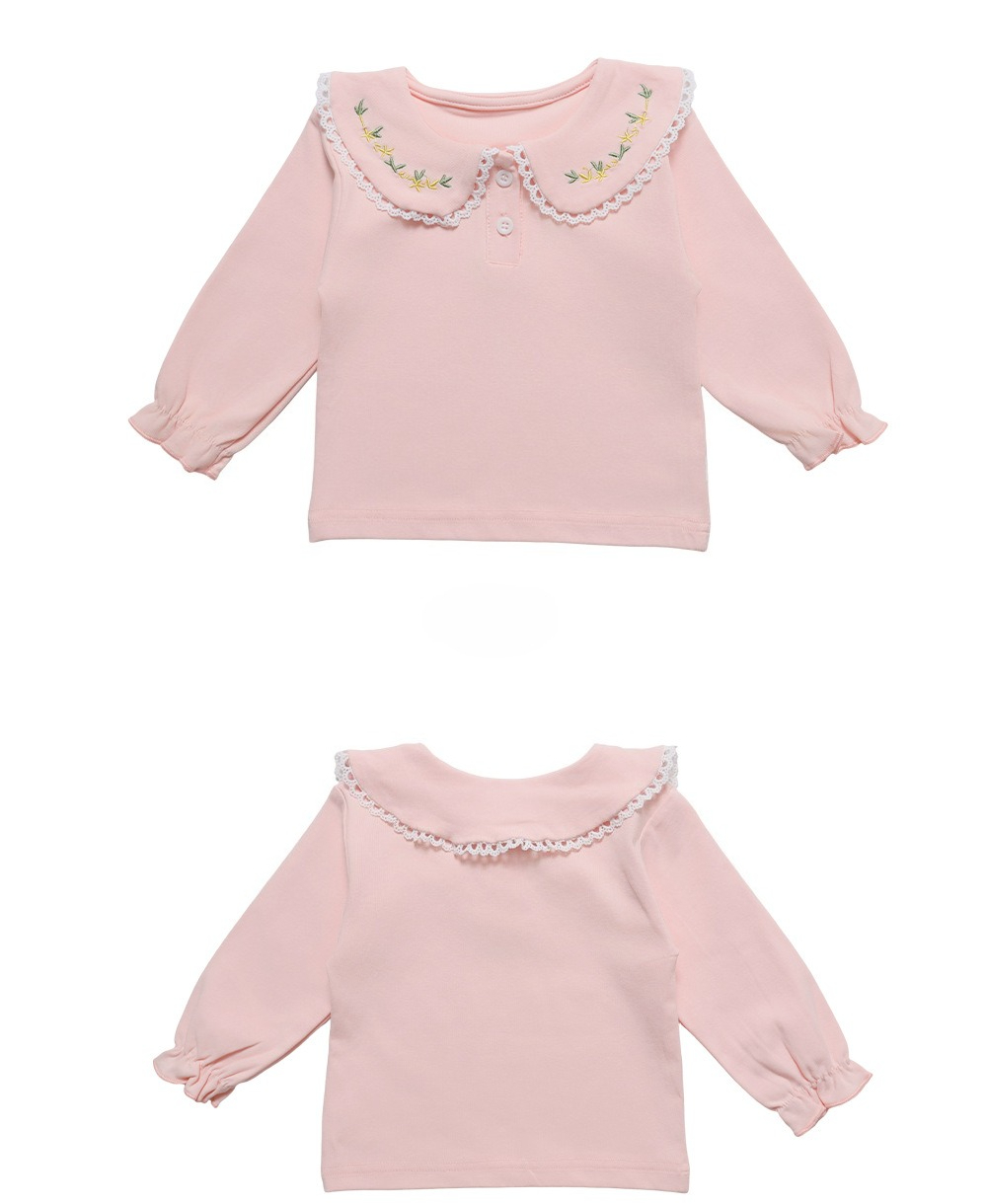 T-shirt bébé à manches longues en coton avec revers brodée_voghion.com