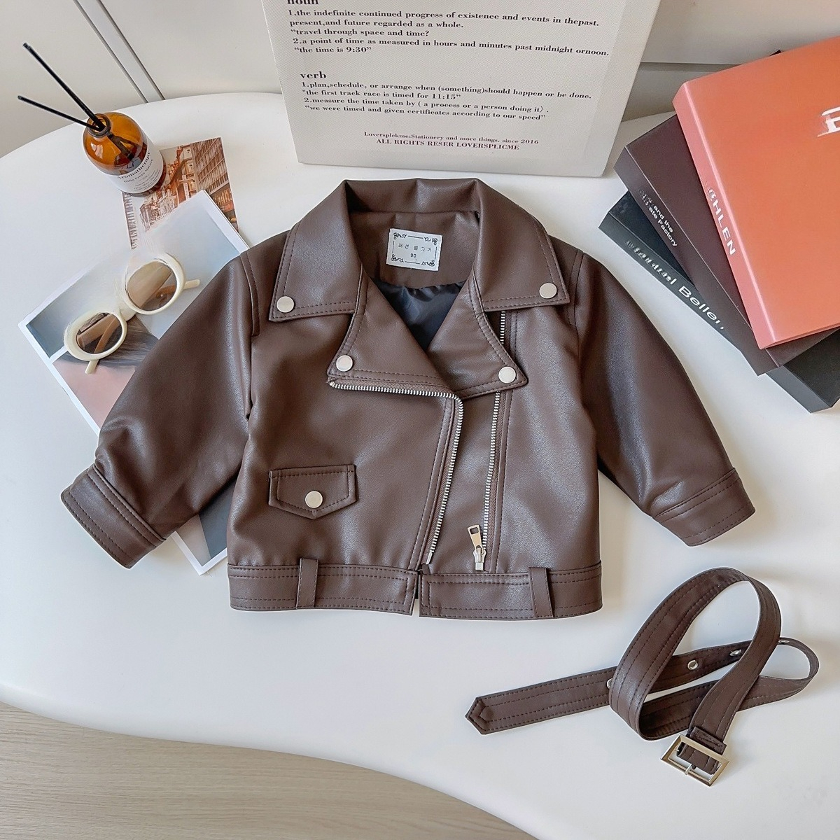 Mädchen Lederjacke Frühling Herbst Bikerjacke_voghion.com