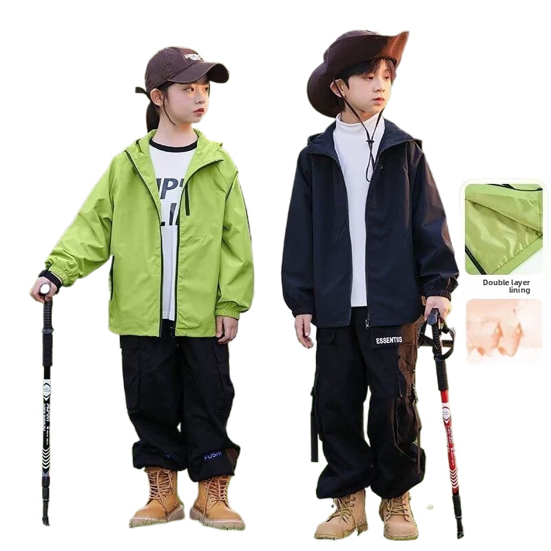 Children's Boys Thin Hooded Jacket Spring And Autumn Loose Versatile Solid Color Coat_voghion.com