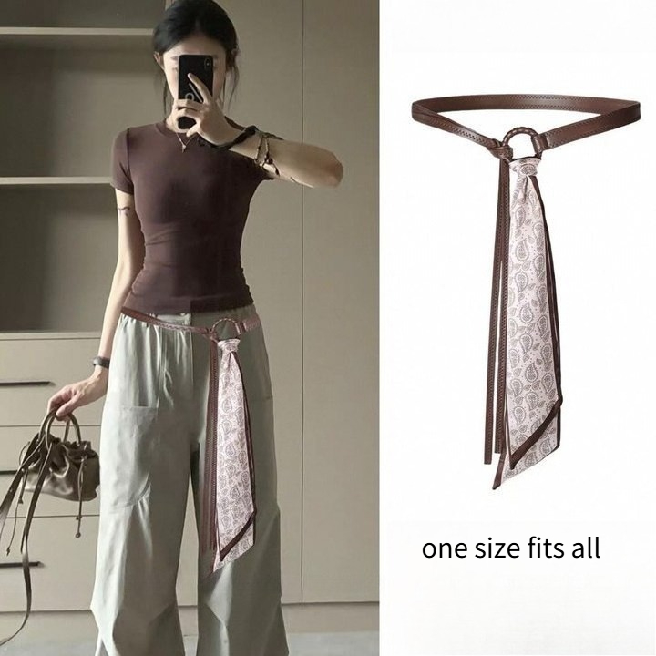 Retro American Silk Scarf Belt Women's 2026 New High-end Versatile Waist Chain Niche Design Fashion Waist Accessories_voghion.com