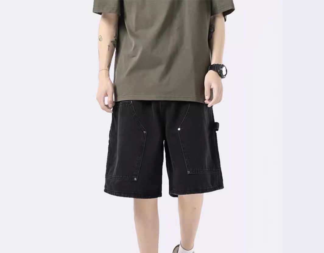 Men's Jeans Summer Thin American Retro High Street Trendy Brand Five-point Pants Loose Straight Casual Washed Pants_mkmklike.com