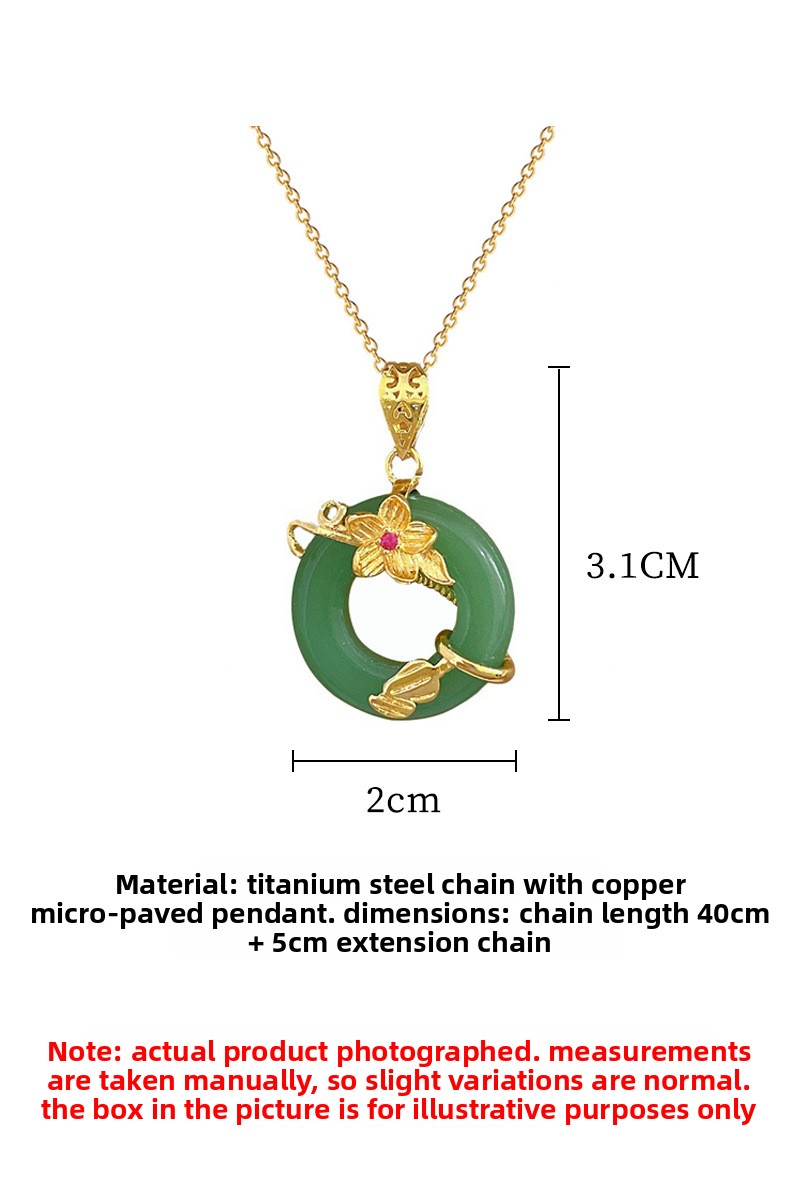 Jade-Blumenring, Temperamentvolle Mikro-Diamant-Halskette, Damen-Transferperlen, Ins Internet-Promi-Schlüsselbeinkette mit Schmuck_voghion.com