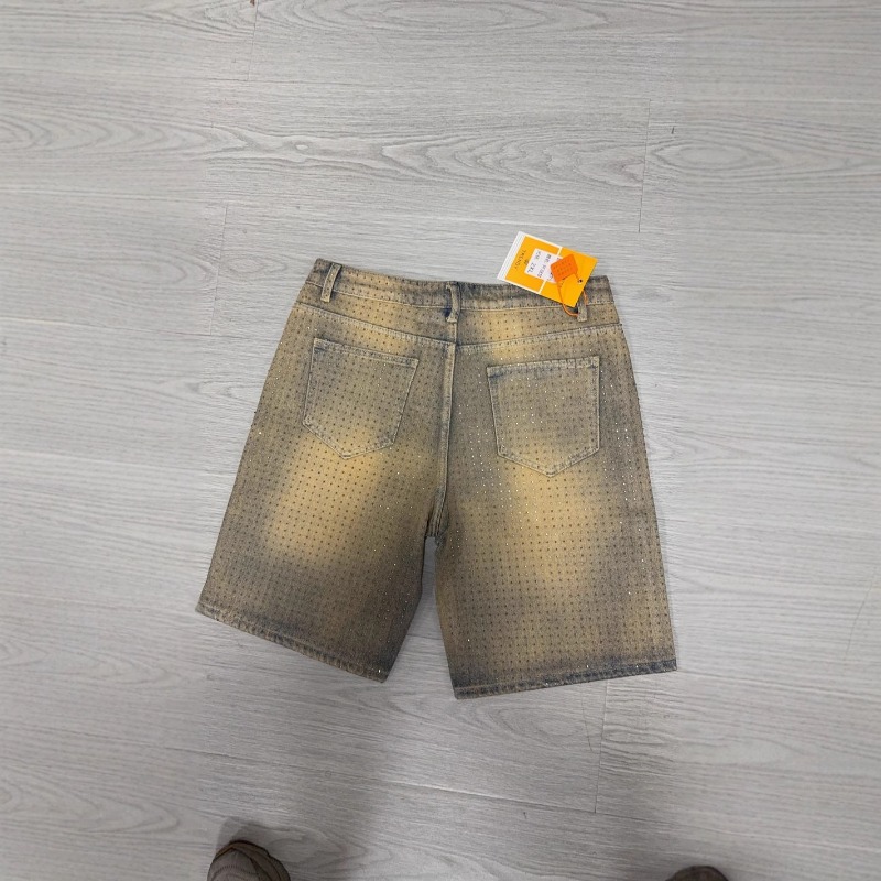 Herren Jeansshorts Im Vintage Look Mit Strasssteinen_voghion.com
