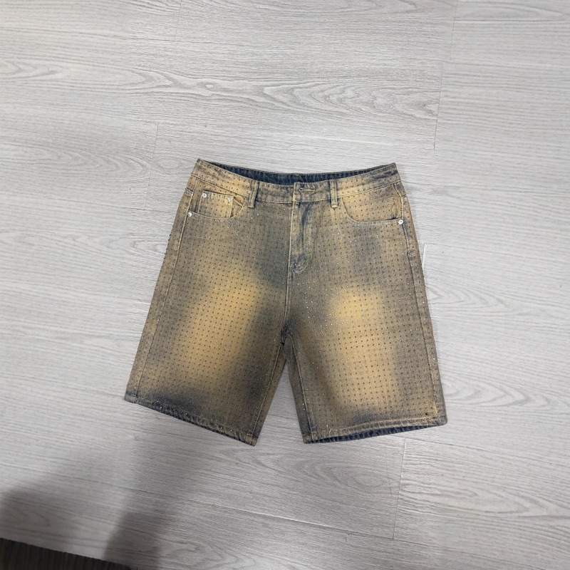 Herren Jeansshorts Im Vintage Look Mit Strasssteinen_voghion.com