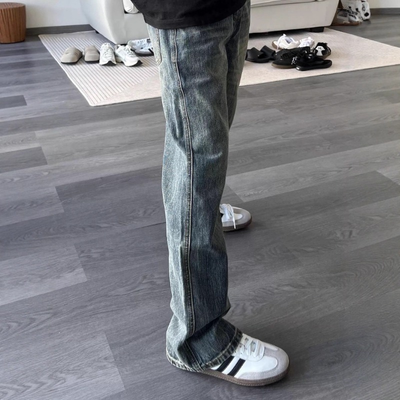 2026 Spring Washed Micro Flare Jeans Vintage Straight Leg Denim Pants For Men Women Stylish Design_mkmklike.com