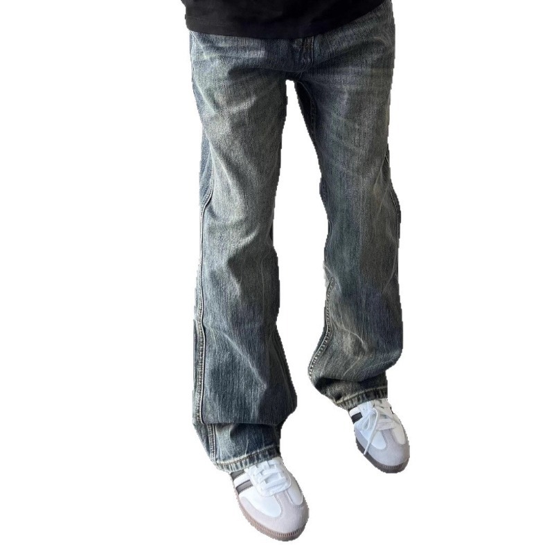 2026 Spring Washed Micro Flare Jeans Vintage Straight Leg Denim Pants For Men Women Stylish Design_mkmklike.com