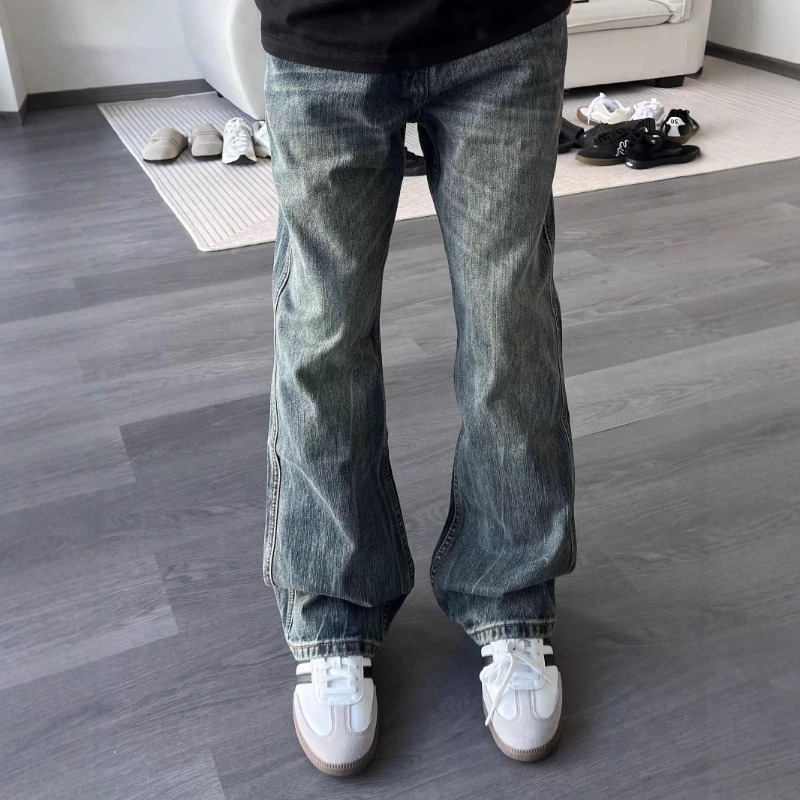 2026 Spring Washed Micro Flare Jeans Vintage Straight Leg Denim Pants For Men Women Stylish Design_mkmklike.com