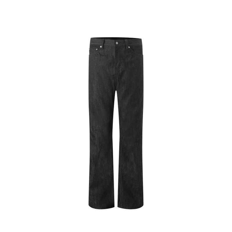 Vintage Raw Denim Jeans, schwarz gewaschen, 13oz Selvedge, 2026 - Passform 646, Micro Flare, klassische schwere Denimhose für Herren_voghion.com
