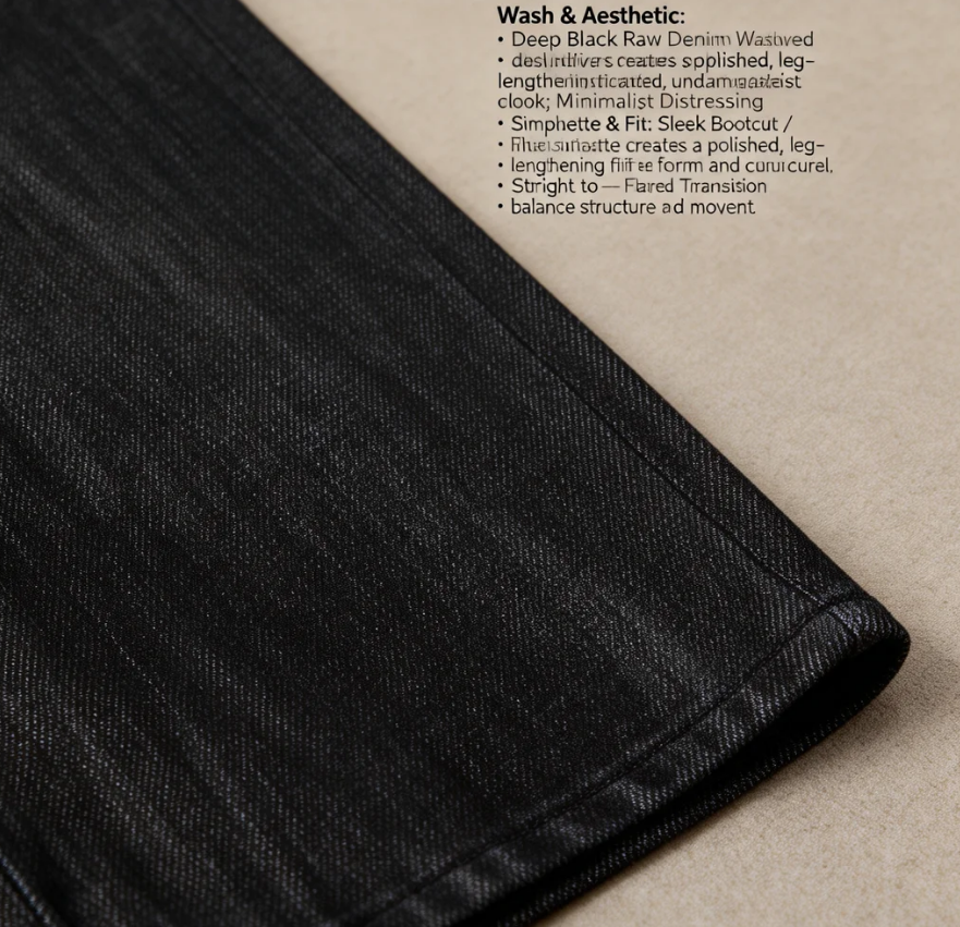 Vintage Raw Denim Jeans Schwarz Herren Micro Flare Passform_voghion.com