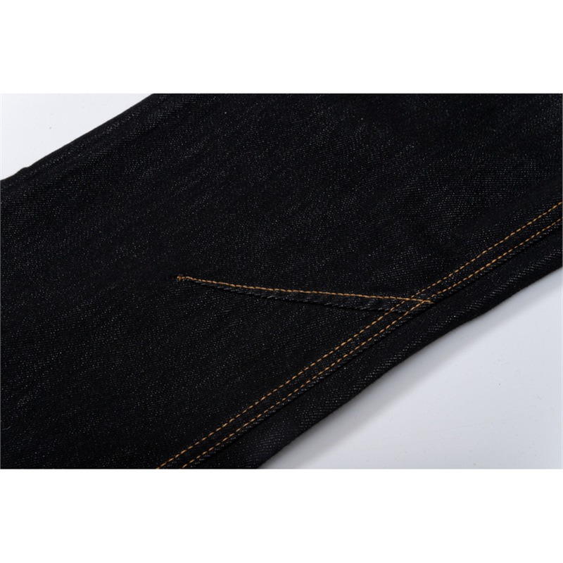 MKSN Men's Non-Fading Raw Denim Jeans Cleanfit Straight Fit Pants With Faux Horsehair Back Pocket Design Slimming Trousers_mkmklike.com