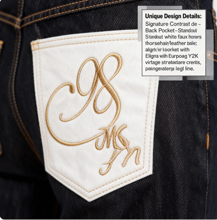 MKSN Men's Non-Fading Raw Denim Jeans Cleanfit Straight Fit Pants With Faux Horsehair Back Pocket Design Slimming Trousers_mkmklike.com