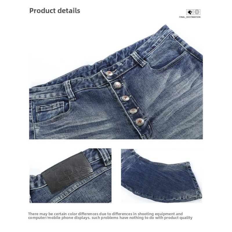 High Stretch Curved Blade Jeans Ice Blue Distressed Denim Pants_voghion.com