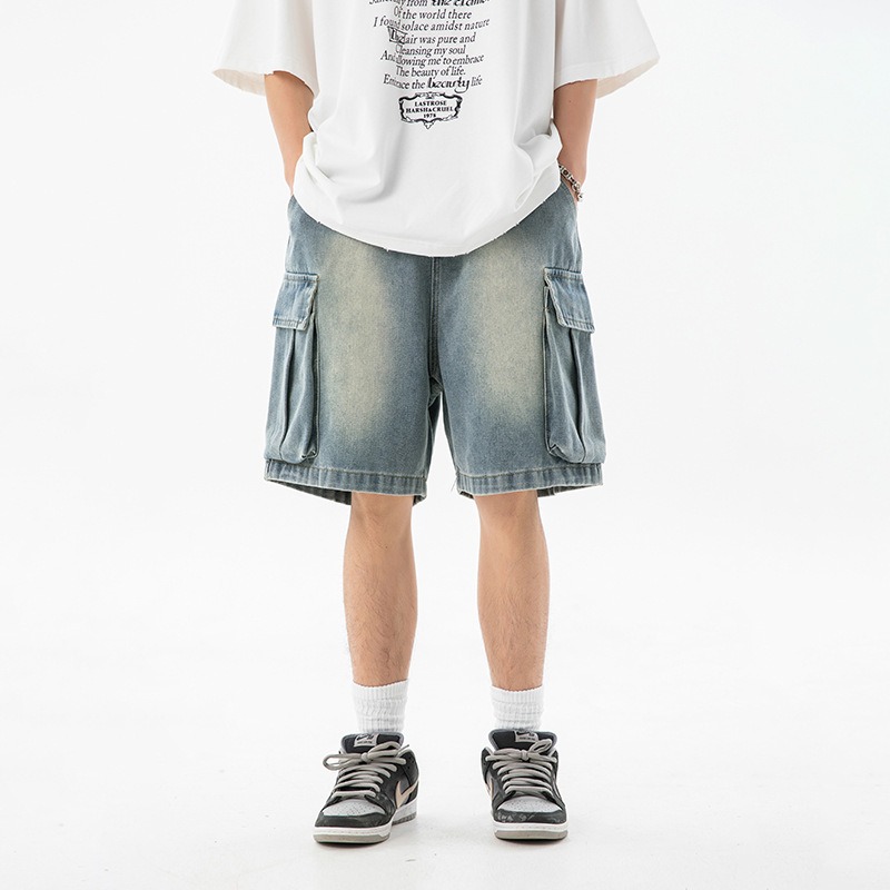 Bermudas vaqueras de hombre con bolsillos laterales estilo casual_voghion.com