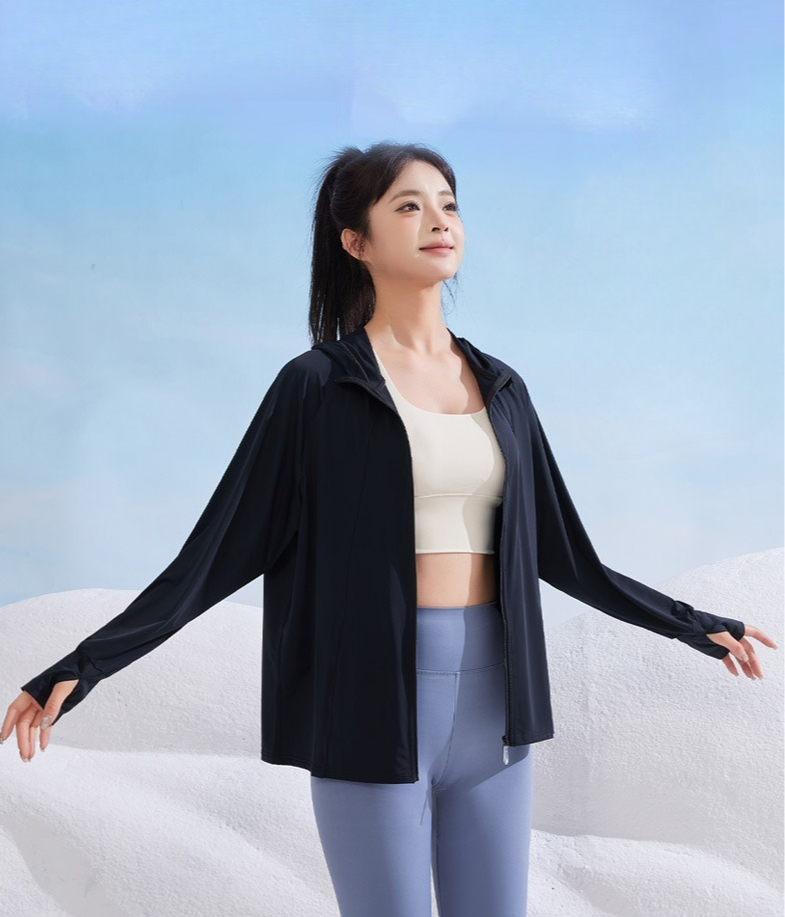 Large Size Loose Ice Silk Sunscreen Clothing, Women's Jacket Hooded, Light And Breathable In Summer, Large Version Of UV Protection Sunscreen Clothing_ecoleips.com