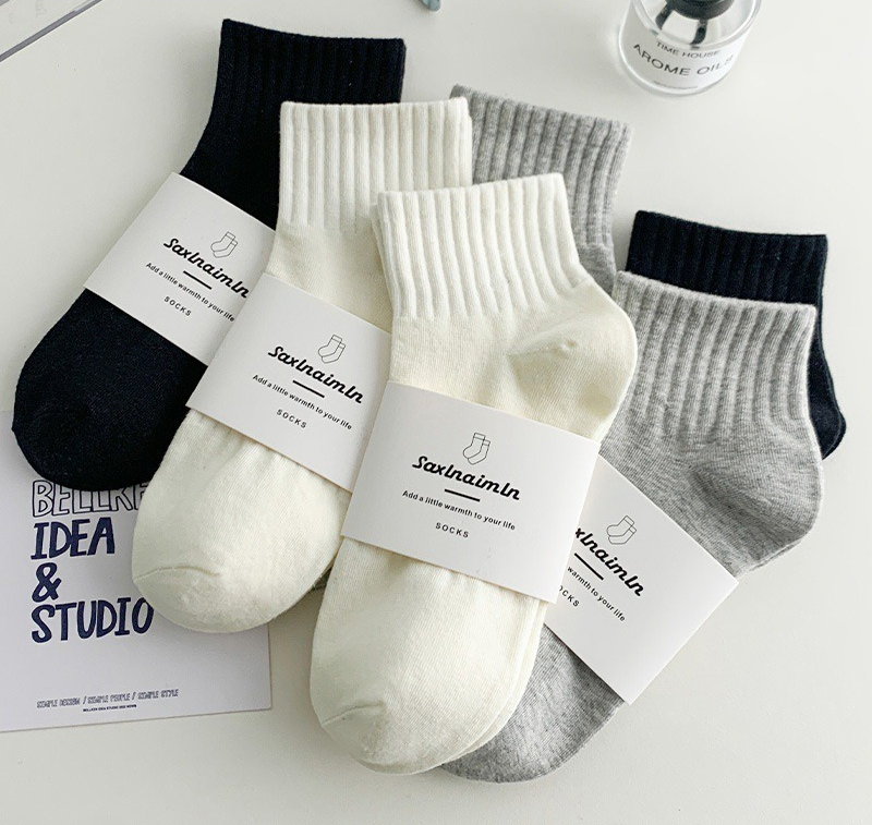 Zwart-witte lage korte sokken voor kinderen, trendy lente en herfst, deodorant, zweetabsorberende korte herensokken, zomerse middellange sokken_voghion.com