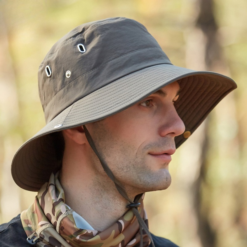 Chapeau de soleil respirant pour homme, chapeau bob de protection solaire pour l'extérieur, chapeau à large bord pour femme_voghion.com